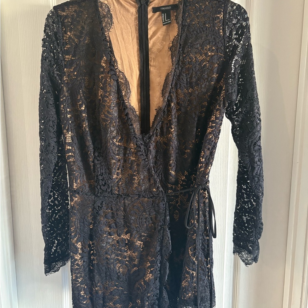 Forever 21 Black Lace Detail Romper